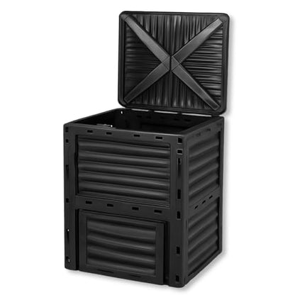 Outdoor Compost Bin, 80 Gallon Large Composting Box with Top Flip Latch-on Lid & Bottom Exit Door, Food Waste Container, Composter Barrel for Garden & Yard, Kitchen (All Black) - color: All Black