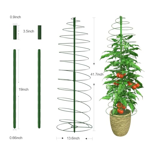 AMAGABELI Garden & Home 3 Pack Tomato Cages for Garden Plant Support 42" Stakes Metal Tower for Climbing Plants Vegetables Potted Plants Tomatoes Pea Bean Cucumber Flowers Outdoor - color: 3 Pack, size: 13.6" W x 42" H