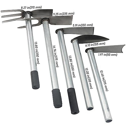 5 PCS Garden Hoe Tool Set, Cultivator Hand Tiller, Digging Hoes - size: Hoes Set 5PCS