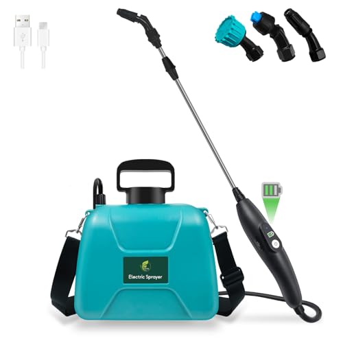 1.35 Gallon Battery Powered Sprayer, Electric Pump Sprayer in Lawn & Garden - color: Blue-green, size: 1.35 Gallon