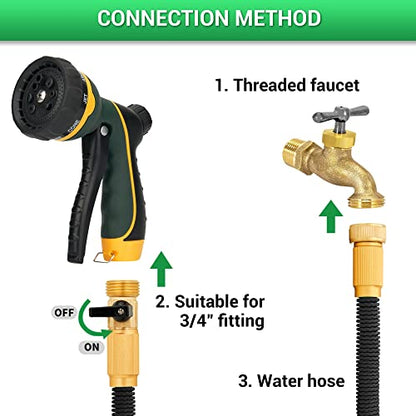Garden Hose Sprayer Nozzle - Water Spray with 8 Adjustable Patterns, Impact Resistant and Non-Slip for Watering Plants, Pets Bathing and Cleaning,Car Washing (Green) - color: Green