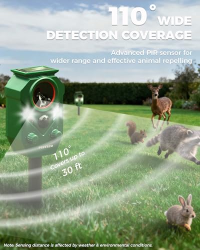 Solar Animal Repellent Outdoor, Ultrasonic Cat Repellent Outdoor, IP65 Waterproof Deer Repellent Deterrent Squirrel Racoon Skunk Rabbit, Dog Repellent for Yard Garden Lawn with PIR Sensor - size: 1 PACK