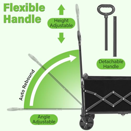 Wagons Carts Foldable,Collapsible Wagon Cart with Wheels - color: Green