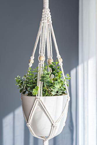 Mkono Macrame Plant Hanger 3 Tier Indoor Outdoor Hanging Planter Basket Cotton Rope with Beads 70 Inches (Pots and Plants NOT Included) (Pack of 3) - size: 70" (Pack of 3)