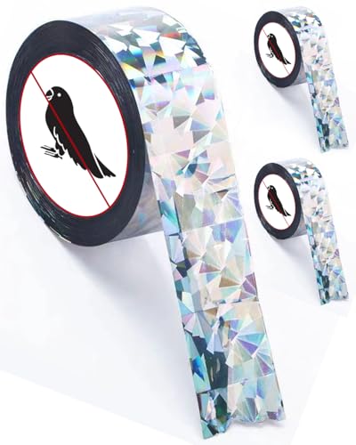 2×502 Ft Bird Scare Tape Ribbon, Double Sided Holographic Flash Reflective Bird Tape, Deterrent Visual Audible Bird Repellent Devices for Outdoor, Garden, Balcony (Irregular) - style: Irregular