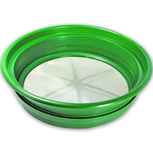 SE 13.25 Inch Wide Stackable Classifier Gold Prospecting Pan - 1/70 Inch Stainless Steel Mesh Sifting Pan, Green - size: 1/70 inch, style: Pans