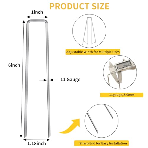 HongWay 420 Pack Landscape Staples, 6 Inch Garden Stakes Galvanized Steel - size: 6 Inch, 420pcs