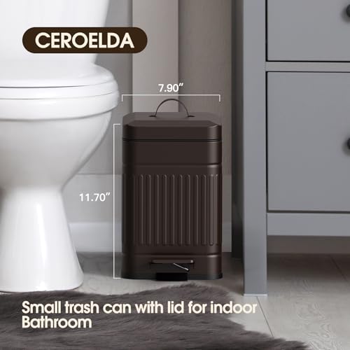 CEROELDA Small Trash Can with Lid-1.3 Gal, Dog Poop Trash Can Outside-Brown - color: Brown