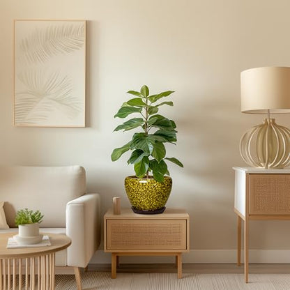 8 Inch Flower Pot, Ceramic Planters with Drainage, Yellow Leopard - color: Yellow Leopard, size: 8 Inch