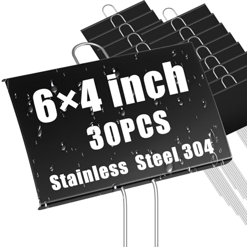 Landhoow 30 Pcs Large Plant Marker, 6'' X 4'' with 11'' Stake, Black - color: Black, size: 4'' X 6'' with 11'' Stake
