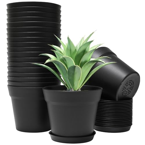 GARDIFE 20 Pack 6 inch Plant pots, planters for Indoor Plants, Flower pots, Black - color: 6-black, size: 6 inch