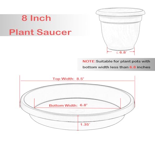 NIMYAU 2 Pack Plant Saucer 8 Inch, Drip Trays for Potted Plants, Flower Pot Saucers Plant Trays for Pots, Plastic Planter Tray for Indoors, Plant Drainage Saucer Birdbaths for Outdoors - color: Black, size: 8" (2 Pack)