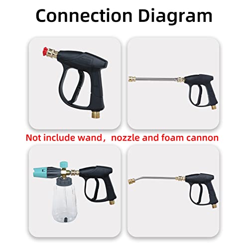 Sooprinse High Pressure Washer Gun 3000 PSI Max, Power Washer Short Gun with 1/4 Inch Quick Connector, M22-14 - color: Dark Black