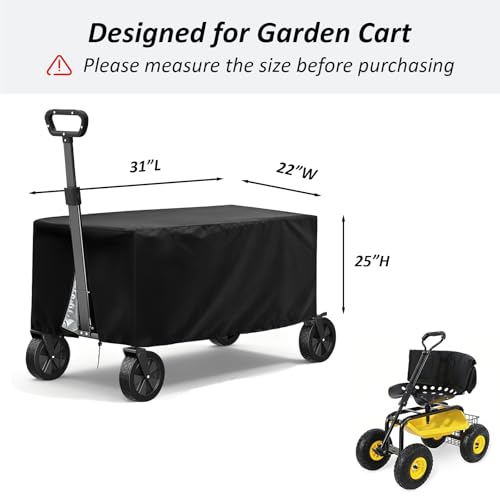 TheElves Wagon Rain Cover for Sekey Garden Cart Rolling Workseat 500LB - size: 31x22x25 inch