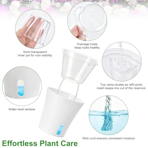 4 Inch Self Watering Pots for Indoor Plants, 10 Pack Clear Nursery Pots with Drainage & Water Level Indicator, Plant Pots for African Violet, Flowers, Herbs - size: 4 Inch
