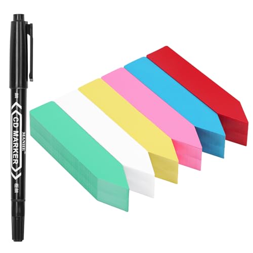 KINGLAKE Plant Labels 4 Inch - 300 Pcs Plastic Plant Tags Nursery Garden Labels Plants Markers for Outdoor Garden Waterproof Multicolored Plants Name Tags for Seedlings with Permanent Marking Pen - color: Multicolored