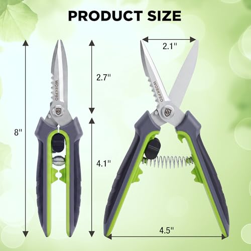 WORKPRO 8" Pruning Shears for Gardening, Multipurpose Garden Shears