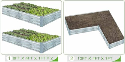 Galvanized Raised Garden Bed 8x4x1ft 2-Pack Value Set - size: 8x4x1ft (2 pack)