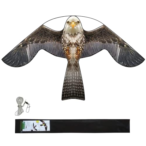 eyijklzo Bird Scarer Hawk Flying Kite Without 13ft Pole-Only Grey Kite - style: Grey-Only kite