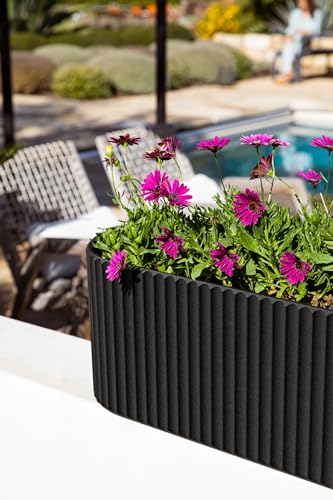 Veradek Demi Series Window Box Planter - Round Outdoor Planter - color: Black, size: 36 inch