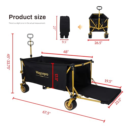 GDFStudio 67.5" Extra Long Beach Wagon Cart with Tailgate, Utility Cart for Camping Beach, Camping Gear Transport Wagon, Heavy Duty All-Terrain Wheels, 480 lbs Capacity, No Assembly, Black - color: Black With Tailgate