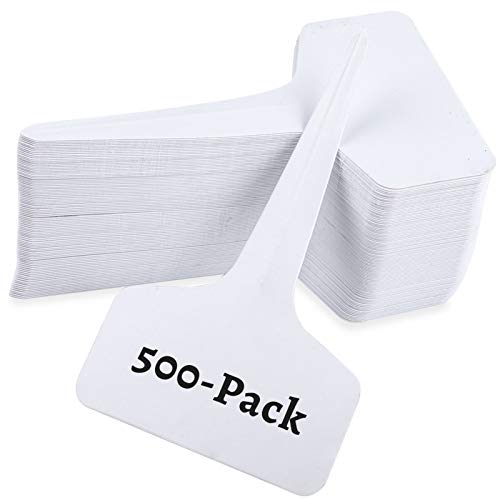 eZAKKA Plant Labels, 500 pcs Plastic Plant Tags T-Type Nursery Garden Labels Markers, 6x10cm / 2.4"x 4"