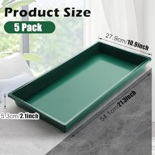 RooTrimmer 1020 Nursery Pots Trays 5 Pack, Plastic Flat Seed Starter Trays, Durable Seedling Potting Tray for Carrying and Holding Planting Pot (Green) - color: Green, size: TP1020-5P