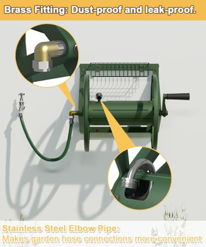 Artigarden Triangle Wall Mounted Garden Hose Reel Outdoor Hose Holder Green - color: Green