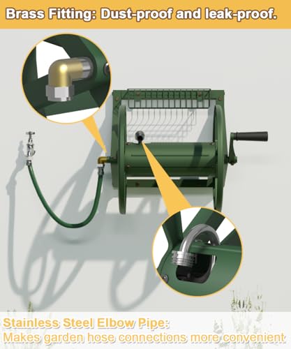 Artigarden Triangle Wall Mounted Garden Hose Reel Outdoor Hose Holder Green - color: Green