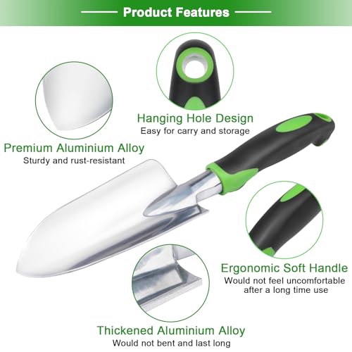 Garden Shovel Hand Trowel, Heavy Duty Hand Shovel with Ergonomic Handle,Garden Shovels for Digging, Rust Resistant Garden Spade Garden Tools for Garden Work, Green - style: Trowel-Green