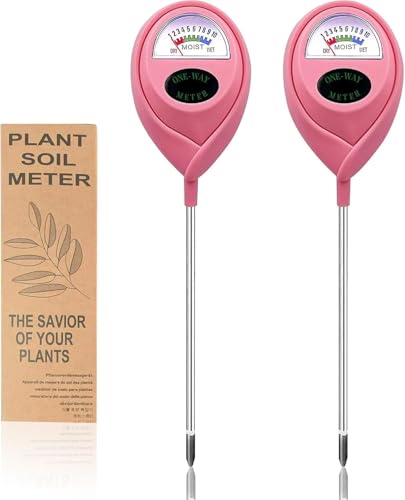 Soil Moisture Meter, Garden Plant Water Meter, Plants Moisture Meter, Lawn Soil Tester, Soil Water Gauge for Potted Plants, Plant Moisture Monitor No Battery Required Free Plant Watering Guide - color: PINK+PINK