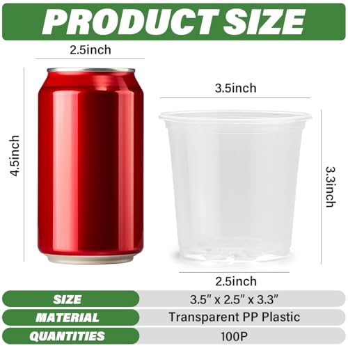 RooTrimmer 3.5" Clear Seeding Pots 100-Pack Round for Seeds Starter Pots, Seeds Germination Transparent Nursery Pots with Drainage Holes (100PCS) - size: 3.5Inch 100P