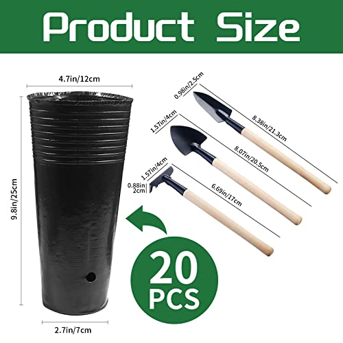 20 Pcs Plastic Deep Nursery Pots, 9.8" Round Tall Tree Pots - color: 20pc 9.8" Round