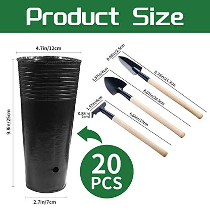 20 Pcs Plastic Deep Nursery Pots, 9.8" Round Tall Tree Pots - color: 20pc 9.8" Round