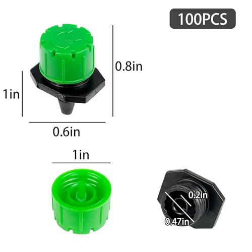 100Pcs Drip Irrigation Emitters,Adjustable Irrigation Drippers Sprinklers - color: Green-100pcs