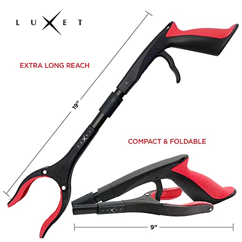 Grabber Reacher Tool 19 Inch Long, Foldable Pick Up Stick - Strong Grip Magnetic Tip - Heavy Duty Trash Picker Claw Reacher Grabber Tool Elderly Wheelchair Mobility Aid (Red) - color: Red