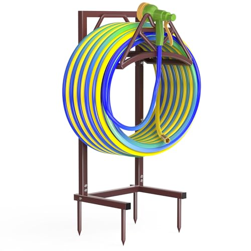 Qatsrin Garden Hose Holder Holds 160ft, Detachable Water Hose Reel, Bronze - color: Bronze