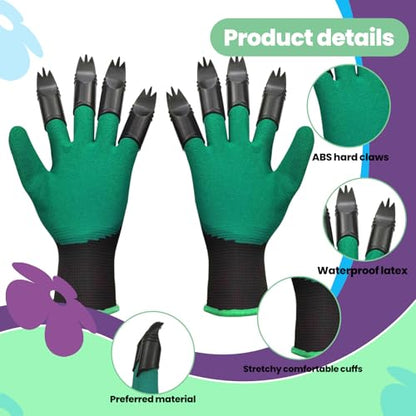 Gardening Gloves with Claws for Digging, Planting, and Weeding, Durable Glove for Men and Women, Easy to Use, Waterproof (Green, Cat Claw Shaped) - color: Green, Cat Claw