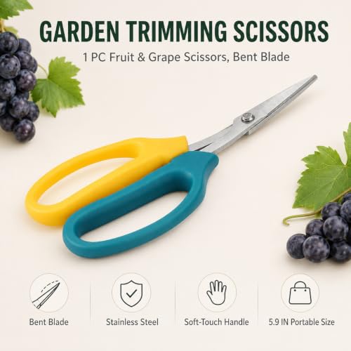 1pc Garden Trimming Scissors for Fruits and Grapes, Bent Blade