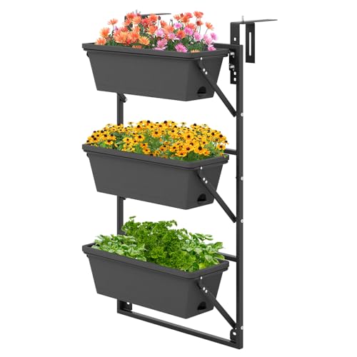 HAPPYGRILL 3-Tier Vertical Hanging Planter, Garden Wall Planter Box