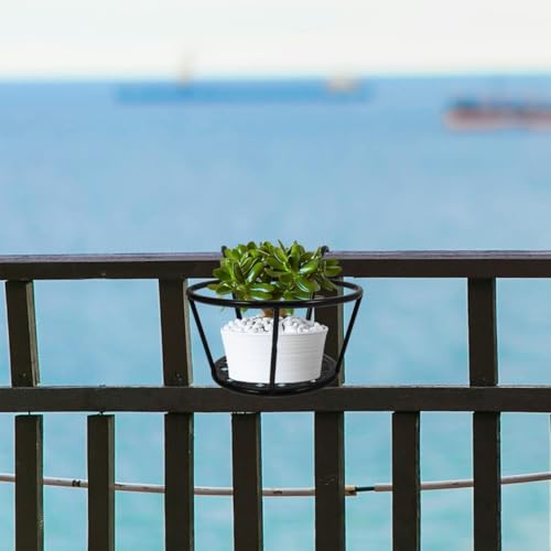 Hemoton 3 Pack Hanging Flower Pot Rack Iron Art Railing Pot Holders Outdoor Balcony Planters for Porch Deck Fence Ledge Garden