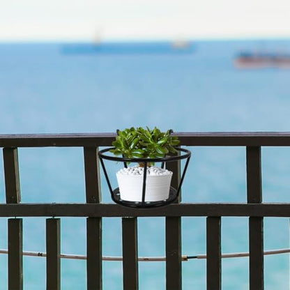 Hemoton 3 Pack Hanging Flower Pot Rack Iron Art Railing Pot Holders Outdoor Balcony Planters for Porch Deck Fence Ledge Garden