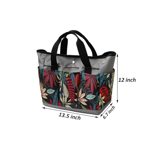 Garden Tool Bag Maple Leaf Gardening Bag with 8 Pockets Canvas Garden Tote Bag Women Men Garden Plant Tool Storage Bag (Tools NOT Included) - color: Flower