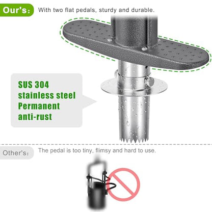 Dolibest Bulb Planter Tool w/Soft Grip, Grass Plugger Tool w/Stainless Steel Sharp Serrations, Depth Adjust Pre-Assembled Sod Plugger w/Centre Auto Dump Design for Lawn Planting Bulbs and Grass Repair - color: Black B- 3-6'' depth adjustable