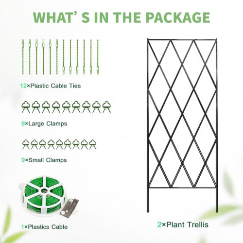 DoCred 39.4" H Cucumber Trellis, 2 Pack Foldable A Frame Garden Trellis - color: Steel Black, size: 39.4" H (Standard)