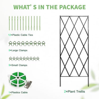 DoCred 39.4" H Cucumber Trellis, 2 Pack Foldable A Frame Garden Trellis - color: Steel Black, size: 39.4" H (Standard)