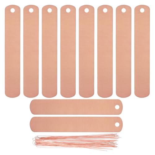 BESTonZON 30 Hanging Metal Garden Labels with 30 Copper Wires, 12 × 2 cm Markers for Pots, Trees and Nursery Plants