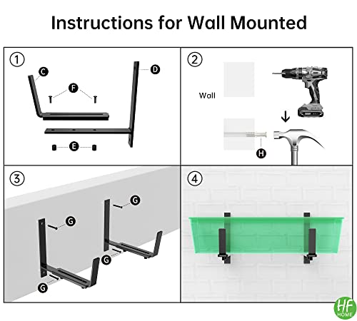 HFHOME 4PCS Adjustable Planter Window Box Planters Hanging Flower Box Holders Brackets, Heavy Duty Wall Mount Holder for Windowsills, Garden, Fences, and Balcony - Black - size: Set of 4 - Black