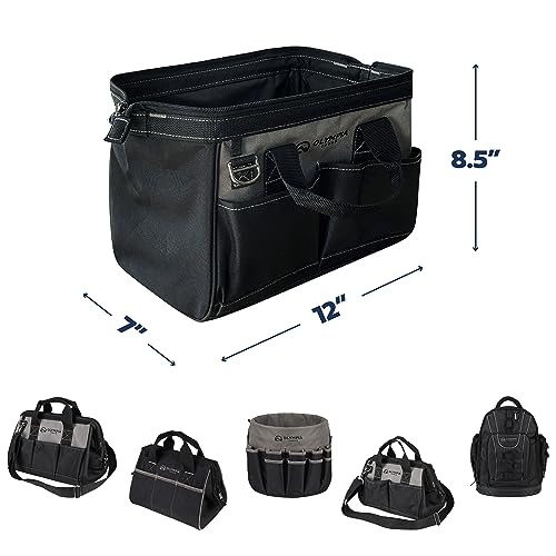 Olympia Tools Bag 12 Inch, Heavy Duty Tools Bag with 4 Large Pockets, Adjustable Shouder Straps and 600D Reinforced Material - size: 12 inch, style: Standard