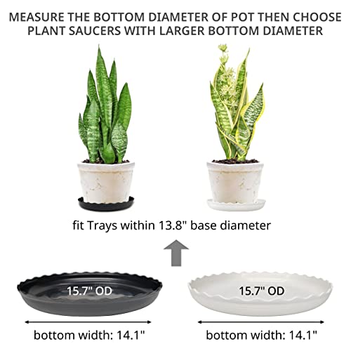 Plant Saucer, 7 Pack 8 10 12 14 15 Inch Durable Plastic Plant Trays for Pots, White & Black Round Plant Pot Saucers, Drip Tray for Indoor and Outdoor Garden (15", for 12 13 Inch Pot) - color: Black & White (15" x 7)